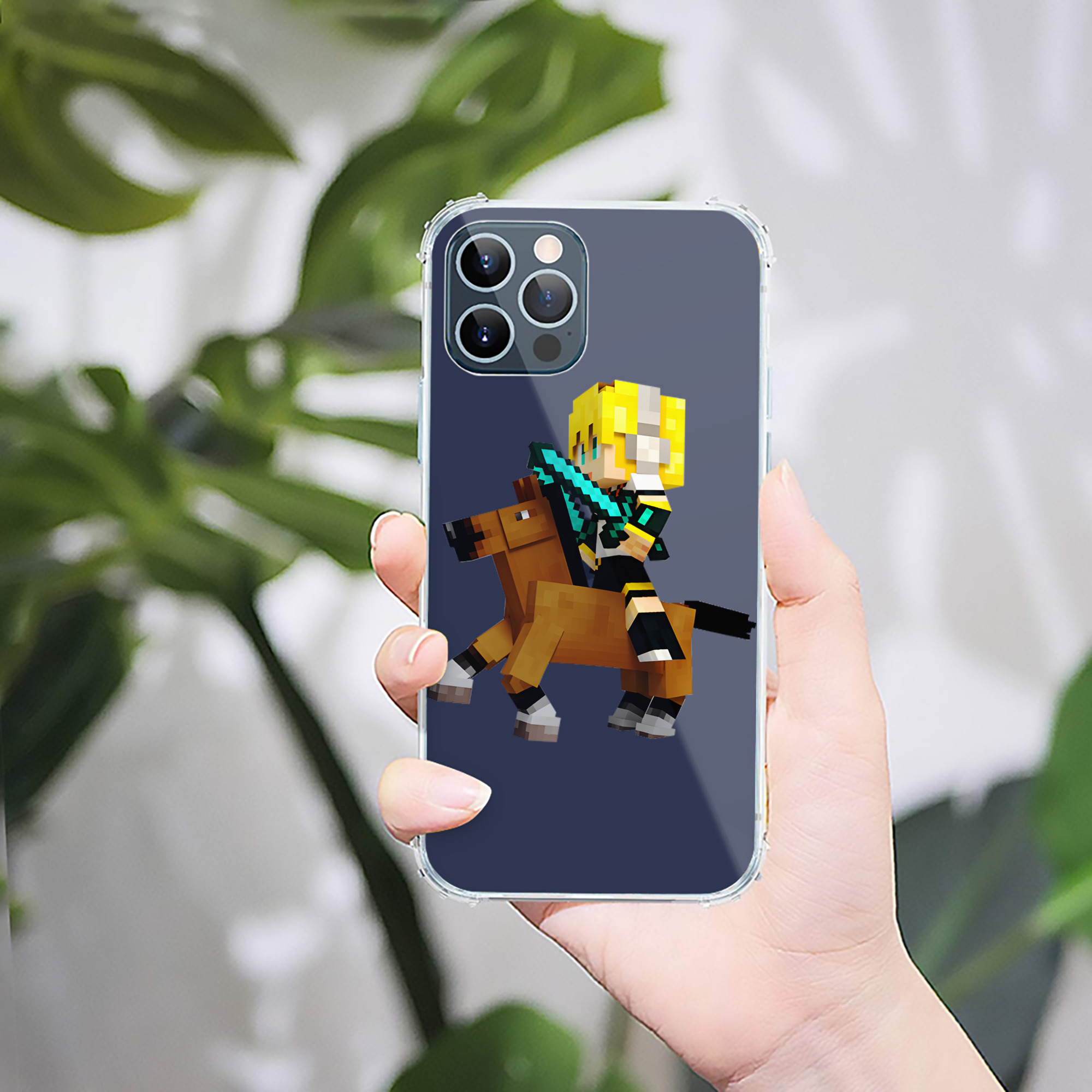 （画像用） マインクラフト ブロックの世界 Minecraft MC Block world 【iPhone 12シリーズ対応】透明スマホケース（クリアソフトケース）